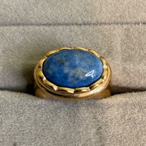 Blue Stone Gold Toned Sterling Silver Ring